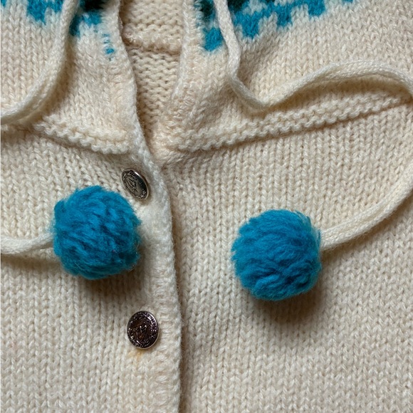 VTG Bobbie Brooks Wool Pom-Pom Scandi Knit, Pastel Nordic Yoke • Winter Wool - Picture 4 of 7